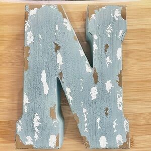 LETTER “N” - Rustic Blue and White Letter N Wall Decor